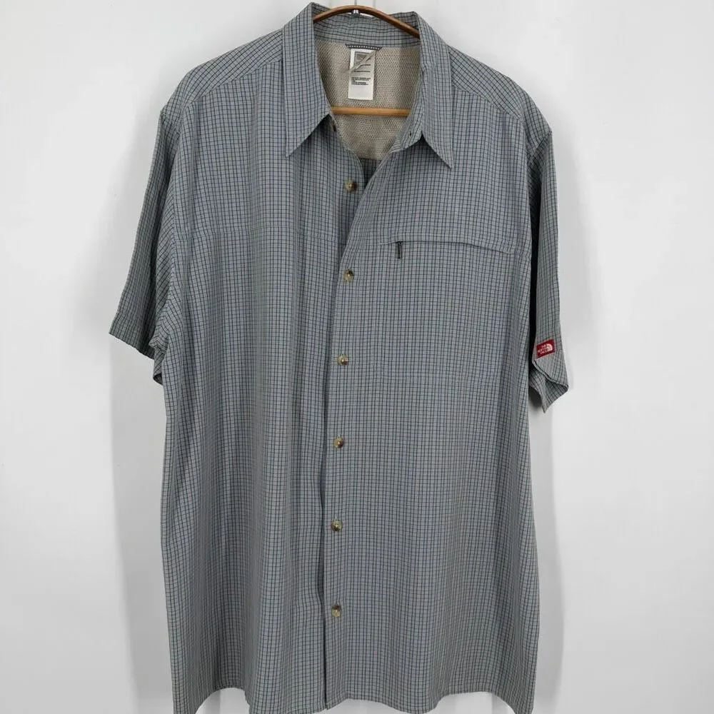 The North Face Green Pink Grid Check Short Sleeve Retro Button-up Shirt XXL